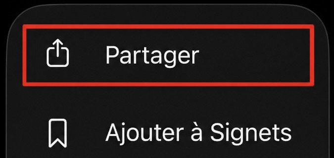 Bouton Partager Safari